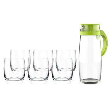 Ocean Divano Set 1660ml玻璃水壺 265ml玻璃杯  1組  水壺 + 杯子  綠色