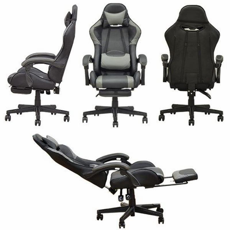 新生活に❗️人間工学腰痛対策◆バックサポートヘッドレスト付ゲーミングチェア360° ゲーミング チェア ゲーム用 ヘッドレスト フットレスト