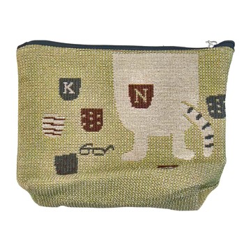 kUSUgURU JAPAN 日本眼鏡貓 NEKOZAWA 貓澤系列 Gobelin 編織設計小物萬用收納包  黃色  14 x 13 x 5cm