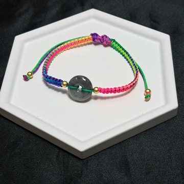 【願平安】飄花翡翠平安扣編織手鍊 | 天然緬甸玉A貨翡翠 | 送禮