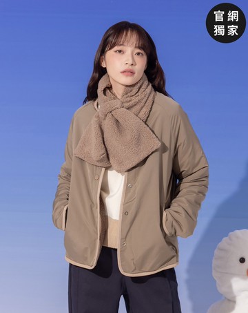 ➤雙面穿仿羊羔QQ毛外套附圍巾(兩色)