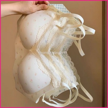 佑詩甜美內衣女蕾絲邊格子小胸聚攏無鋼圈學生無痕少女胸罩 LMNO