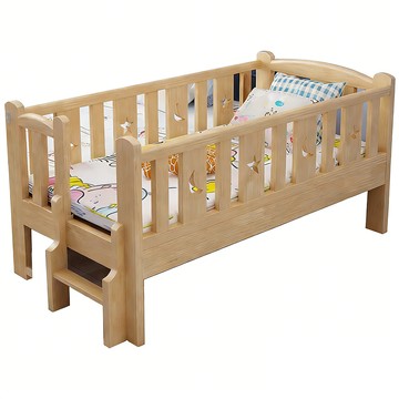 【HABABY 環安家居】無毒家具製造商 松木實木拼接床 標準單人 長196寬100高40 四面有梯款(床邊床、嬰兒床、兒童床)四面有梯款-長196x寬100x高40