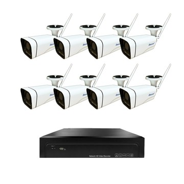 iSecure _八路 "WiFi 無線" 監視器組合: 1 部八路 4K 超高清網路型監控主機 (NVR) + 8 部 AI 智慧雙光 5MP 五倍光學變焦無線網路攝影機 (PoE)