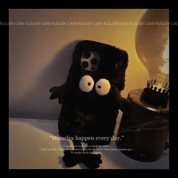 毛絨15可愛卡通13黑色煤球12mini適用iphone16手機殼7蘋果14plus秋冬11pro Max毛茸茸Xs Max立體XR全包8軟SE2