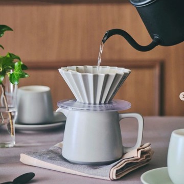 【超值組合】陶瓷摺紙濾杯組S (霧色)+ Aroma霧色咖啡壺+濾紙
