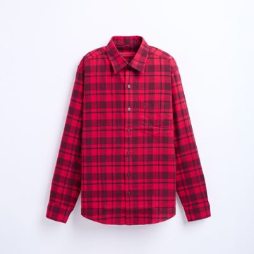 【ROBERTA 諾貝達】男裝 紅色長袖襯衫-經典流行格紋-合身版