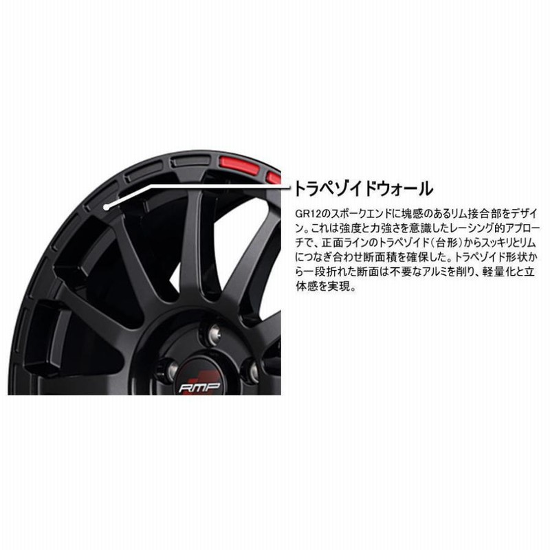 マルカサービス MID RMP RACING GR12 17インチ 7J インセット48 5穴 PCD 114.3 クリスタルブラック/ストロボレッド  ホイール単品4本セット レーシング | LINEショッピング