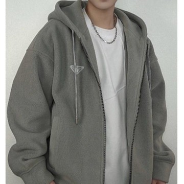 春秋新款連帽大學T男 拉鍊上衣青少年休閒寬鬆運動服外套男