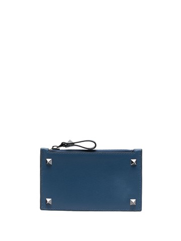Valentino Garavani - Rockstud zip cardholder - men - Calf Leather - One Size - Blue