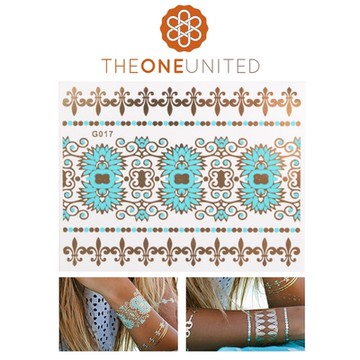 The One 歐美時尚金屬感紋身貼(小)-4-藍色浪漫