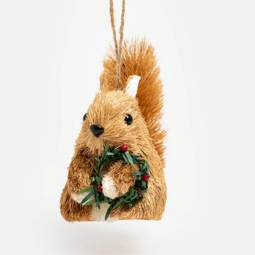 艾禮思劍麻造型吊飾11cm 聖誕圈松鼠(客製)