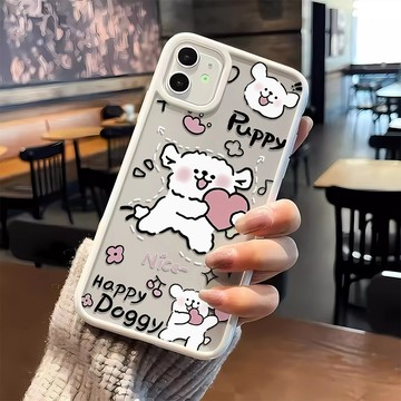 愛心小狗 不發黃 手機殼iPhone16 適用蘋果i15 14 13 12 11Plus iX保護殼 亞克力防摔殼