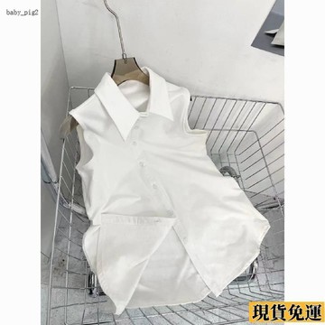✨桃園發出✨ 衛衣 疊穿內搭打底 襯衫 女秋冬白色翻領馬甲 背心 中長款無袖襯衣t恤