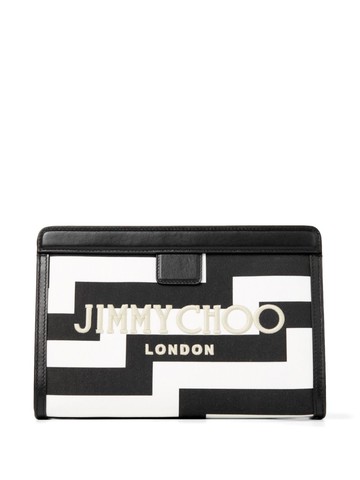 Jimmy Choo - Avenue clutch - women - Leather/Canvas/Recycled Cotton - One Size - White