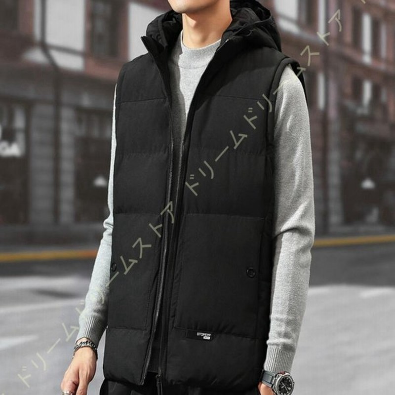 中綿ベスト メンズ フード付き ベスト 綿入れ 防寒 ライトダウン 大きいサイズ 保温 ダウンベスト アウター ノースリーブ 中綿ジャケット 袖なし 秋冬 通販 Lineポイント最大get Lineショッピング
