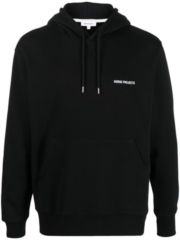 Norse Projects - logo-print pullover hoodie - men - Organic Cotton - M - Black
