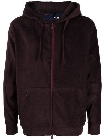 Lardini - zip-up drawstring hoodie - men - Cotton/Wool/Viscose/Elastane - 56 - Brown