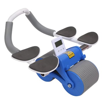 健腹輪 平板支撐訓練器 基礎版 計時+自動回彈  藍色