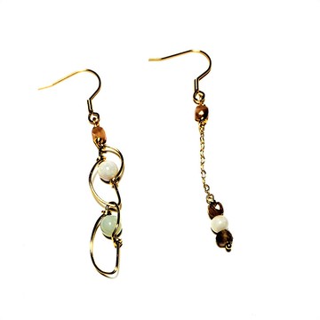 天然彩色月光石白翡翠耳環(附證書)