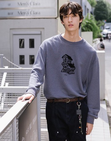 小房子 日系復古植絨印花上衣