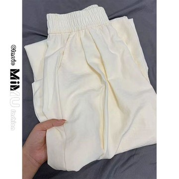 台灣熱銷🔥春夏季奶夫褲女士黑色褲子通勤闊腿休閒直筒運動衛褲薄款入夏百搭