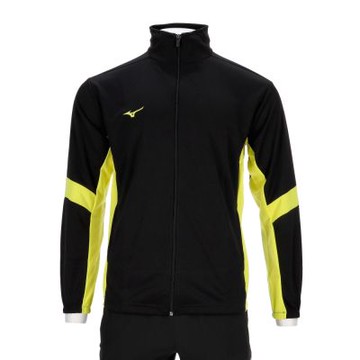 Mizuno 美津濃 男款 黑螢光黃色 立領 抗紫外線 針織 運動 休閒 外套 32TCA53594