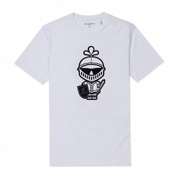 KARL LAGERFELD 老佛爺 熱銷印刷大Logo純棉圖案短袖T恤-白色