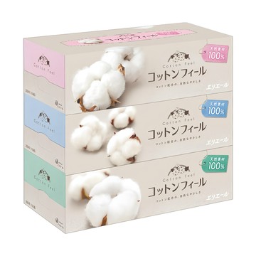 elleair 艾黎艾爾 棉柔膚觸抽取式面紙 100%純紙漿 天然素材  3盒  1組