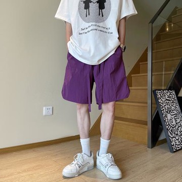 冰絲涼感短褲男生夏季寬松薄款速干五分休閑褲美式高街直筒褲子男