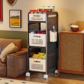 廚房夾縫收納置物架塑料落地多層小推車家用果蔬調料瓶子蔬菜整理 c8141