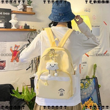 超實惠 十 雙肩包 後背包 撞色簡約書包迷你輕便百搭通勤ins外出雙肩包可愛大學生揹包