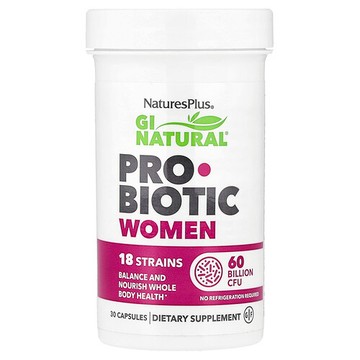 NaturesPlus, 女性專用胃腸道天然益生菌膠囊，600 億 CFU，30 粒