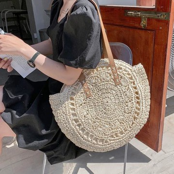 大容量包包女夏2025新款潮時尚編織草編包小眾設計百搭單肩腋下包