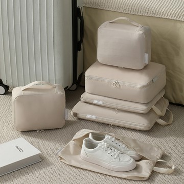 杏屋家居  絲柔質感行旅行收納六件組 (行李箱收納袋 衣物收納袋 仿記憶布)