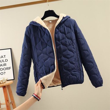 棉衣女短款加絨加厚2023冬季新款羊羔絨連帽棉服韓版百搭棉襖外套