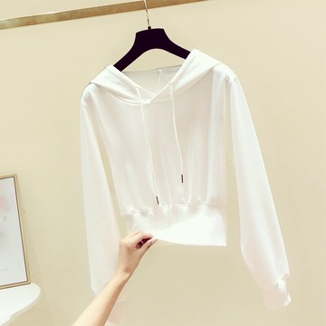 品牌折扣女裝專柜撤柜剪標反季清倉洋氣抽繩連帽短款收腰衛衣女潮