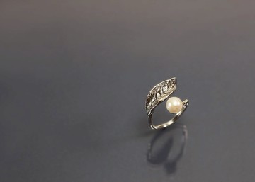 植物系列-葉子珍珠925銀戒