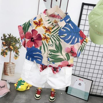 2026新款男童度假風短袖襯衫夏裝新款半袖兒童裝寶寶洋氣上衣小童