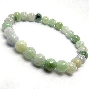 【小樂珠寶】冰紫羅蘭帶綠7-7.5mm 天然A貨翡翠玉石手珠手鍊AA53