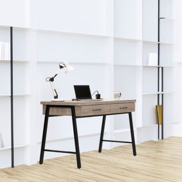 文創集 優亞卡3.8尺二抽鐵腳書桌-113x60x76cm免組