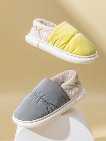 新款棉拖鞋女全包跟羽絨布防水冬季居家用踩屎感厚底男士保暖棉鞋