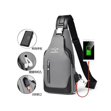 博特爾胸包男包防水耐磨斜挎包休閑運動單肩包雙拉鏈大容量背包