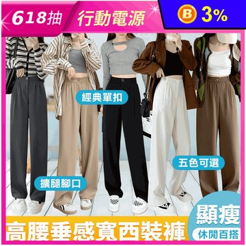 經典休閒百搭高腰垂感寬西裝褲 休閒褲 L-2XL 寬褲