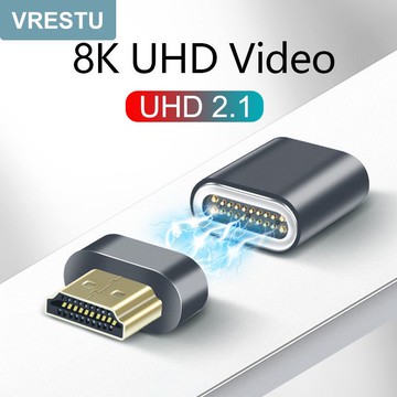 【優選百貨】高清HDMI2.1磁吸轉接頭8K60hz電視電腦筆記本連接顯示器屏投影儀HDMI 轉接線 分配器 高清