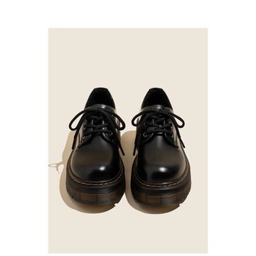 楊冪同款厚底黑色小皮鞋女復古英倫學院風圓頭瑪麗珍JK黑色單鞋子