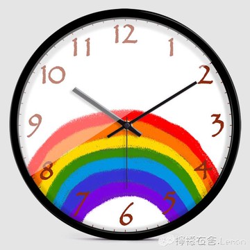 掛鐘瘋小貓創意個性卡通彩虹掛鐘靜音石英鐘錶客廳藝術時尚臥室壁掛錶 99購物節