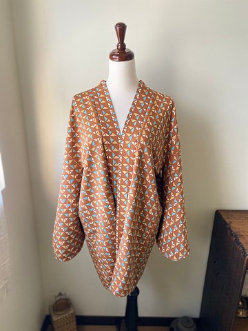 棕色幾何小圖古著羽織