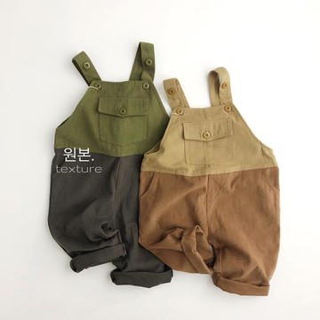 敲美撞色背帶褲~復古ch氣質~兒童韓版25新款男女孩寬松連體褲洋氣