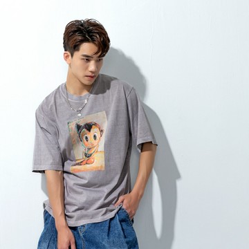 【JPG】復古原子小金剛圖案T恤 街頭 美式 水洗重磅上衣